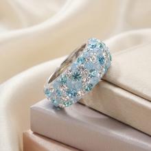 Сребърен пръстен с кристали от Sw® SP653 Deep Blue