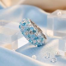 Сребърен пръстен с кристали от Sw® SP653 Deep Blue