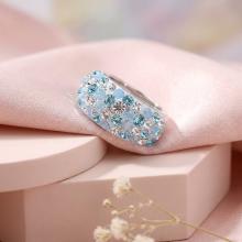 Сребърен пръстен с кристали от Sw® SP653 Deep Blue