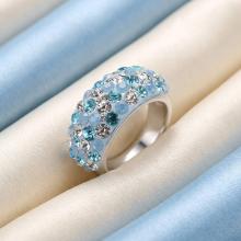 Сребърен пръстен с кристали от Sw® SP653 Deep Blue
