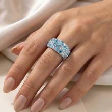 Сребърен пръстен с кристали от Sw® SP653 Deep Blue