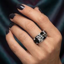Сребърен пръстен с кристали от Sw®  SP653 Black Marquise