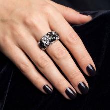Сребърен пръстен с кристали от Sw®  SP653 Black Marquise