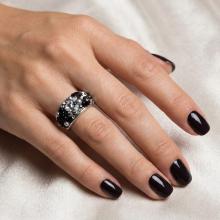 Сребърен пръстен с кристали от Sw®  SP653 Black Marquise