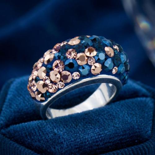Сребърен Пръстен С Кристали От Sw® SP653 Metallic Rose Gold