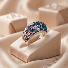 Сребърен Пръстен С Кристали От Sw® SP653 Metallic Rose Gold