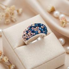 Сребърен Пръстен С Кристали От Sw® SP653 Metallic Rose Gold