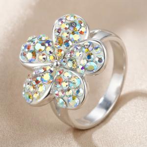 Сребърен пръстен Цвете с кристали от Sw® AB Crystal