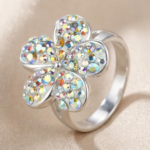Сребърен пръстен Цвете с кристали от Sw® AB Crystal