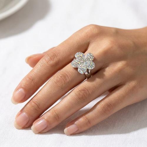 Сребърен пръстен Цвете с кристали от Sw® AB Crystal