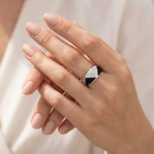 Сребърен пръстен с кристали от Sw®  SP676 Black and White