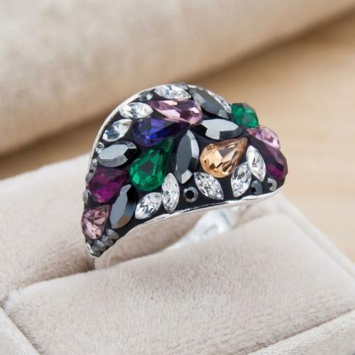 Сребърен пръстен с кристали от Sw®  SP677 Color Drops