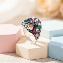 Сребърен пръстен с кристали от Sw®  SP677 Color Drops