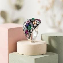 Сребърен пръстен с кристали от Sw®  SP677 Color Drops