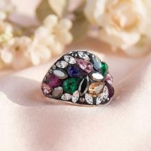 Сребърен пръстен с кристали от Sw®  SP677 Color Drops