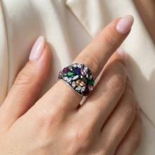 Сребърен пръстен с кристали от Sw®  SP677 Color Drops