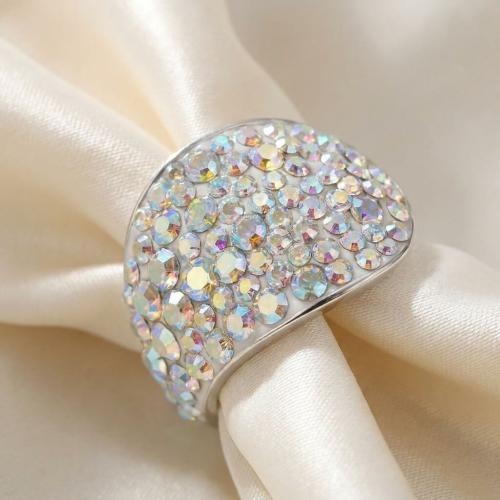 Сребърен пръстен с кристали от Sw®  SP677 AB Crystal