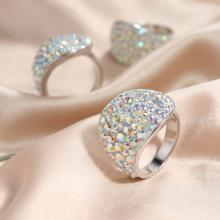 Сребърен пръстен с кристали от Sw® SP677 AB Crystal Сребърен пръстен с кристали от Sw® SP677 AB Crystal