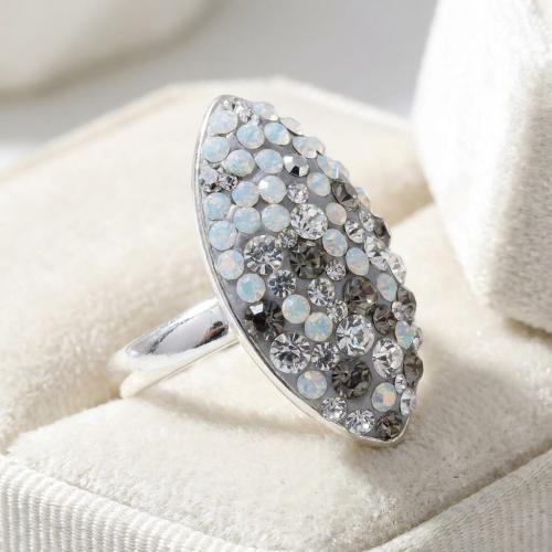 Сребърен пръстен Бадем с кристали от Sw®  Silver Shade