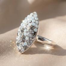 Сребърен пръстен Бадем с кристали от Sw® Silver Shade Сребърен пръстен Бадем с кристали от Sw® Silver Shade