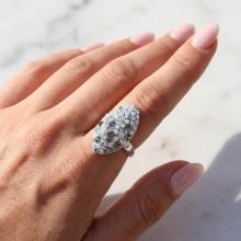 Сребърен пръстен Бадем с кристали от Sw® Silver Shade Сребърен пръстен Бадем с кристали от Sw® Silver Shade
