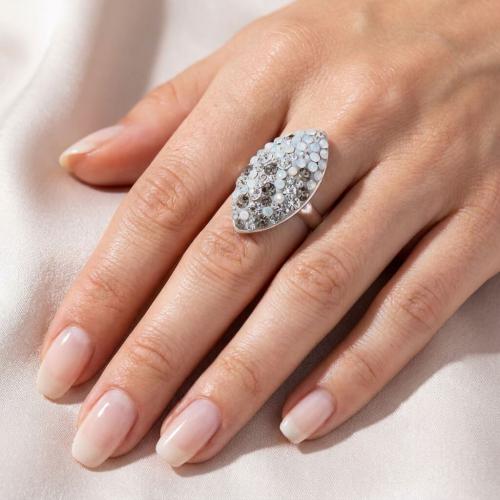 Сребърен пръстен Бадем с кристали от Sw®  Silver Shade
