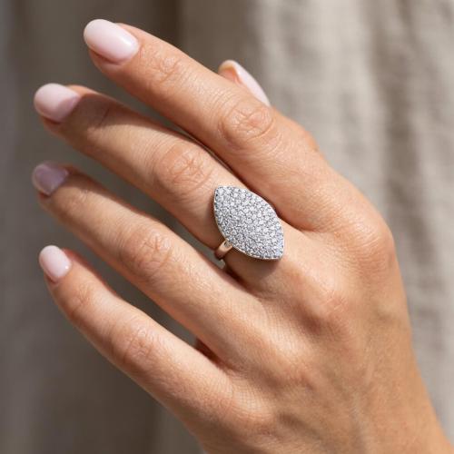 Сребърен пръстен Бадем с кристали от Sw® Crystal