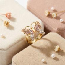 Сребърен пръстен Пеперуда с кристали от Sw® Colorado Rose Gold с позлатка 24 кт