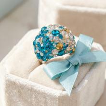 Сребърен пръстен с кристали от Sw® SP681 Blue Zircon and Golden Shadow Сребърен пръстен с кристали от Sw® SP681 Blue Zircon and Golden Shadow