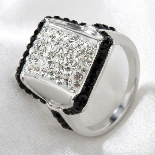 Сребърен пръстен с кристали от Sw® SP687 Black and White