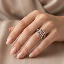 Сребърен пръстен с кристали от Sw® SP690 Peach Gold Сребърен пръстен с кристали от Sw® SP690 Peach Gold