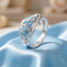 Сребърен пръстен с кристали от Sw® SP691 Deep Blue Сребърен пръстен с кристали от Sw® SP691 Deep Blue