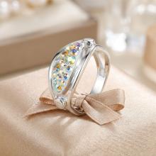 Сребърен пръстен с кристали от Sw® SP691 AB Crystal