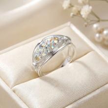 Сребърен пръстен с кристали от Sw® SP691 AB Crystal