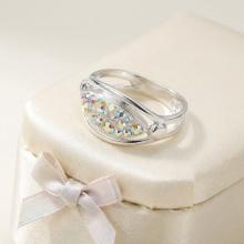 Сребърен пръстен с кристали от Sw® SP691 AB Crystal