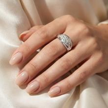 Сребърен пръстен с кристали от Sw® SP691 AB Crystal