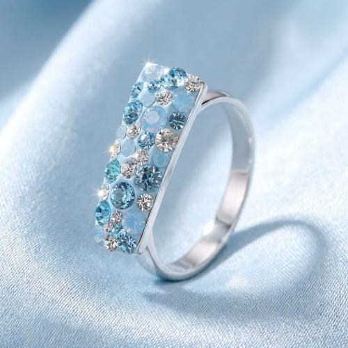 Сребърен Пръстен С Кристали От Sw® Deep Blue