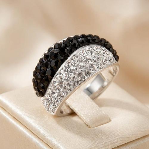 Сребърен пръстен с кристали от Sw®  SP701 Black and White