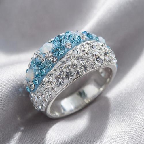 Сребърен пръстен с кристали от Sw®  SP701 Deep Blue