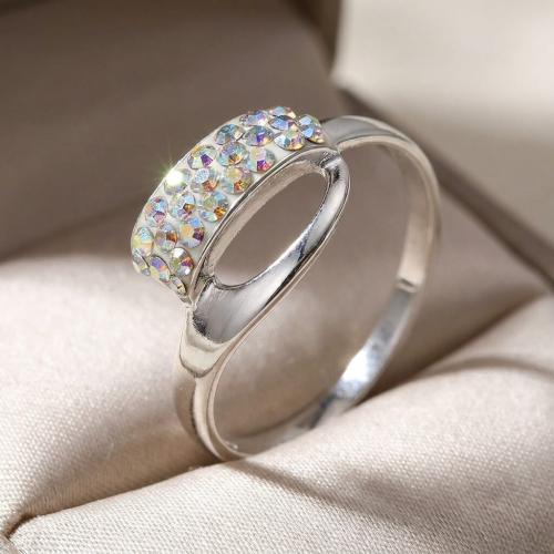 Сребърен пръстен с кристали от Sw® SP702 AB Crystal