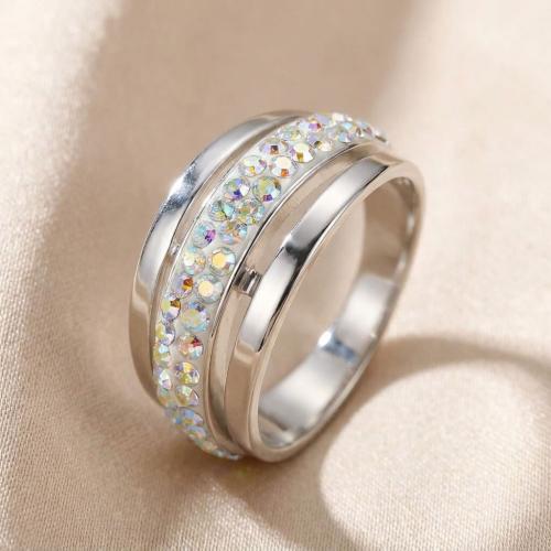 Сребърен пръстен с кристали от Sw® SP703 AB Crystal
