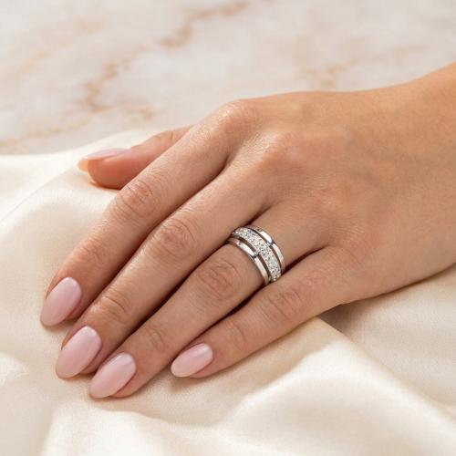 Сребърен пръстен с кристали от Sw® SP703 AB Crystal