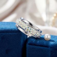 Сребърен пръстен с кристали от Sw® SP703 AB Crystal