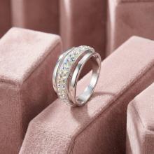 Сребърен пръстен с кристали от Sw® SP703 AB Crystal