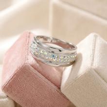 Сребърен пръстен с кристали от Sw® SP703 AB Crystal