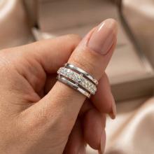 Сребърен пръстен с кристали от Sw® SP703 AB Crystal