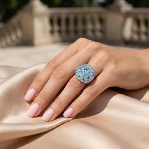 Сребърен Пръстен С Кристали От Sw® SP704 Deep Blue