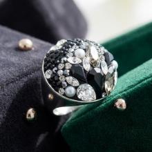 Сребърен пръстен с кристали от Sw® SP704 Black Marquise Сребърен пръстен с кристали от Sw® SP704 Black Marquise
