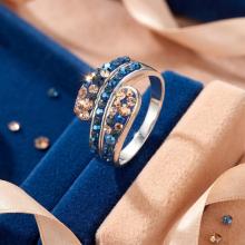 Сребърен пръстен с кристали от Sw® SP705 Metallic Rose Gold Сребърен пръстен с кристали от Sw® SP705 Metallic Rose Gold
