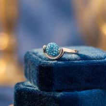 Сребърен пръстен с кристали от Sw®  SP706 Aquamarine